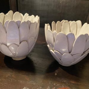 Pair of Ceramic Protea T-Light Holders